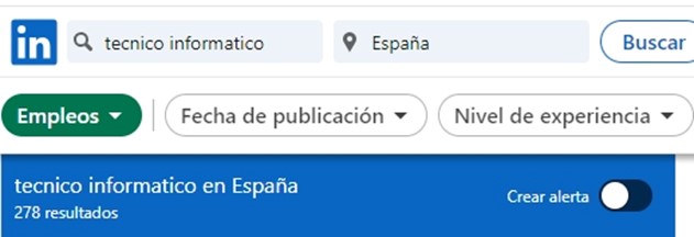 Búsqueda por “técnico informático” en LinkedIN
